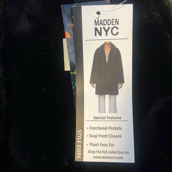 Steve Madden NYC Black Faux Fur Coat - Picture 6 of 7